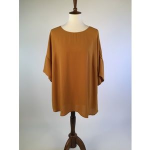 Pleione Womens Blouse Top 3X 26W Mustard B64-14P